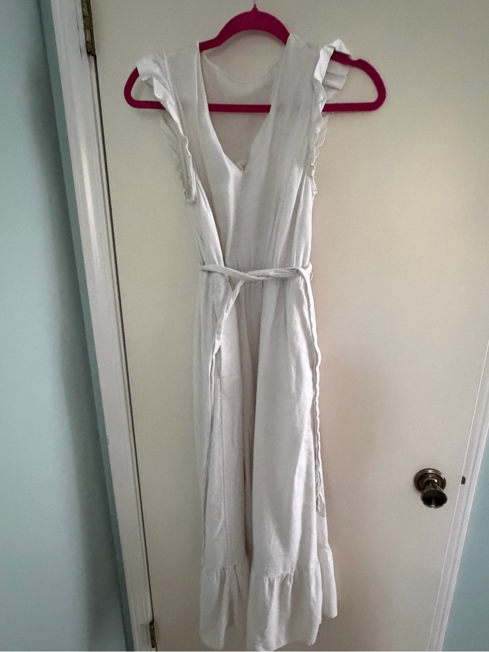 Off white linen sleeveless maxi dress S M